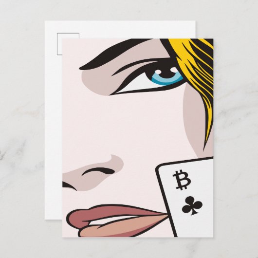 Bitcoin Meisje Aankondigingskaart (Voorkant / Achterkant)