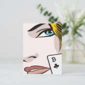 Bitcoin Meisje Aankondigingskaart (Staand voorkant)