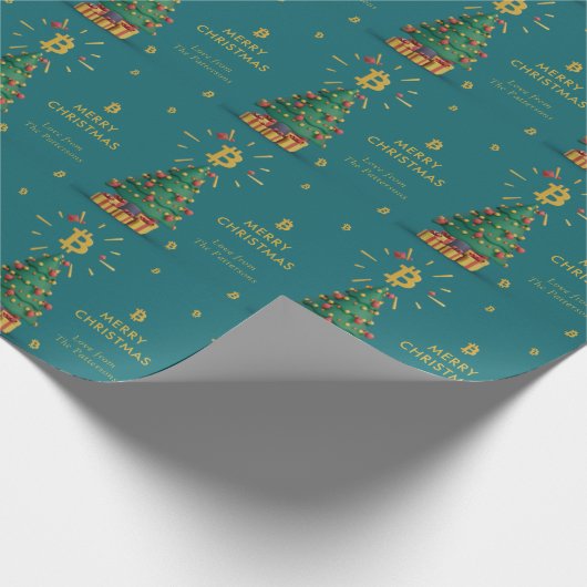 Bitcoin Merry Kerstcryptocurrency Aangepaste naam Cadeaupapier (Hoek)