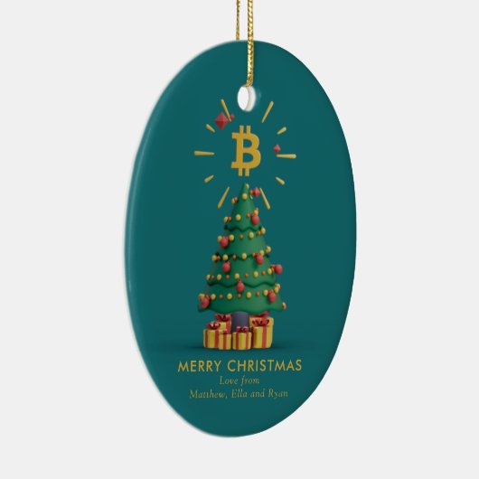 Bitcoin Merry Kerstcryptocurrency Aangepaste naam Keramisch Ornament (Rechts)