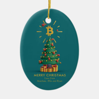 Bitcoin Merry Kerstcryptocurrency Aangepaste naam Keramisch Ornament