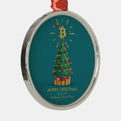 Bitcoin Merry Kerstcryptocurrency Aangepaste naam Metalen Ornament (Rechts)