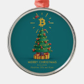 Bitcoin Merry Kerstcryptocurrency Aangepaste naam Metalen Ornament (Voorkant)
