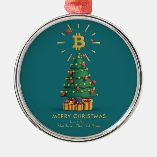 Bitcoin Merry Kerstcryptocurrency Aangepaste naam Metalen Ornament (Voorkant)