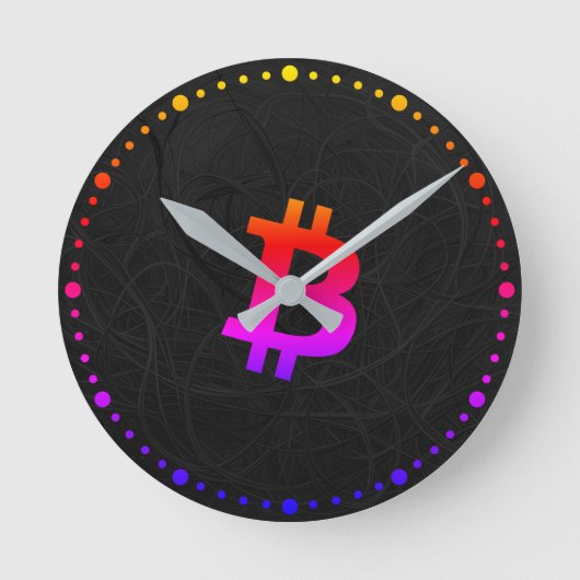 Bitcoin Miami Neuron Zwart Ronde Klok (Voorkant)