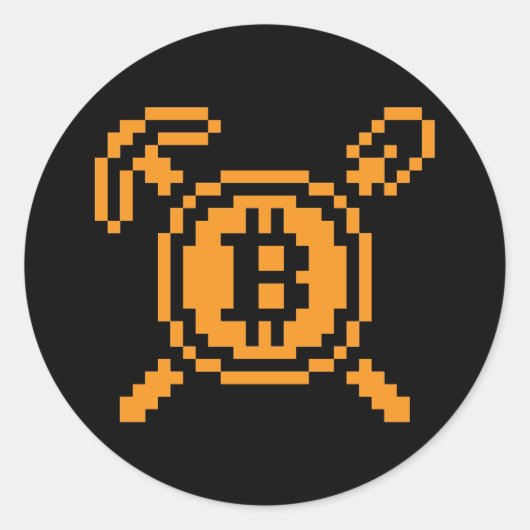 Bitcoin Mijnwerker BTC 8-Bit | Sticker (Voorkant)