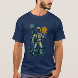 Bitcoin Miner in de ruimte - Gloeiend Astronaut De T-shirt