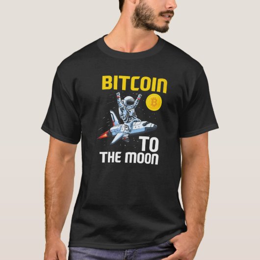 Bitcoin Moon Astronaut BTC Cyrpto Cryptocurrency T-shirt (Voorkant)