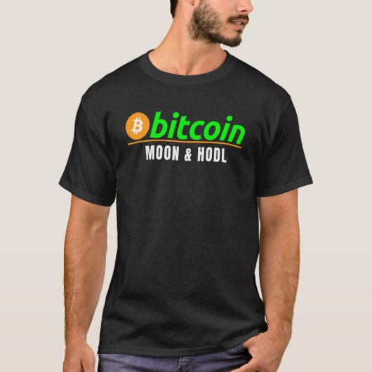 Bitcoin Moon & Hodl Fun Bitcoin Blockchain Crypto  T-shirt (Voorkant)