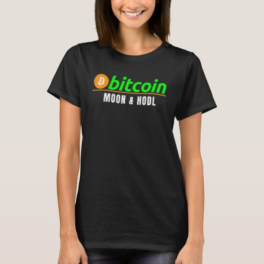 Bitcoin Moon & Hold Fun Bitcoin Blockchain Crypto T-shirt (Voorkant)