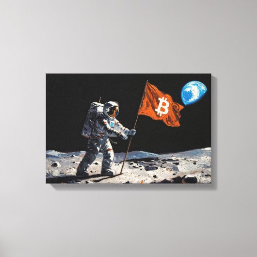 "Bitcoin Moon" Olie Schilderij #1 Canvas Afdruk (Voorkant)
