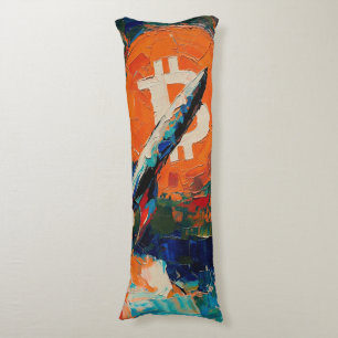 "Bitcoin Moon" Olie Schilderij #3 Lichaamskussen