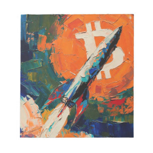 "Bitcoin Moon" Olie Schilderij #3 Notitieblok