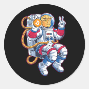 Bitcoin naar de maan BTC-astronaut Crypto Fomo Tru Ronde Sticker