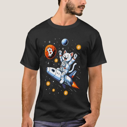 Bitcoin naar The Moon Cat T-shirt (Voorkant)
