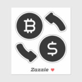 Bitcoin naar US Dollars Iconen zwart en wit Sticker (Vel)