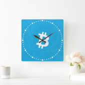 Bitcoin Neuron Blauw Vierkante Klok (Huis)