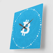 Bitcoin Neuron Blauw Vierkante Klok (Hoek)