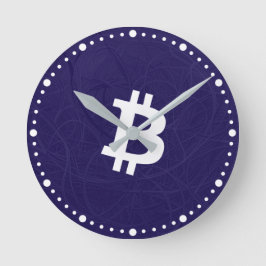 Bitcoin Neuron Donkerblauw Ronde Klok