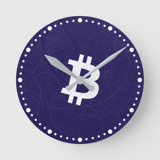Bitcoin Neuron Donkerblauw Ronde Klok (Voorkant)