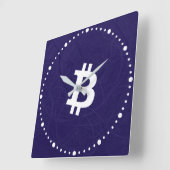 Bitcoin Neuron Donkerblauw Vierkante Klok (Hoek)