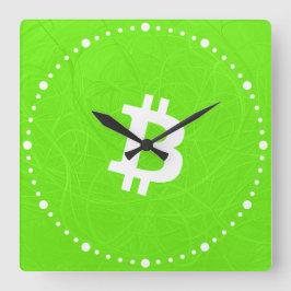 Bitcoin Neuron Groen Vierkante Klok