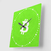 Bitcoin Neuron Groen Vierkante Klok (Hoek)