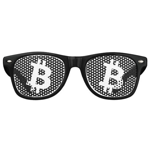 Bitcoin Neuron Zwart Retro Zonnebril (Voorkant)