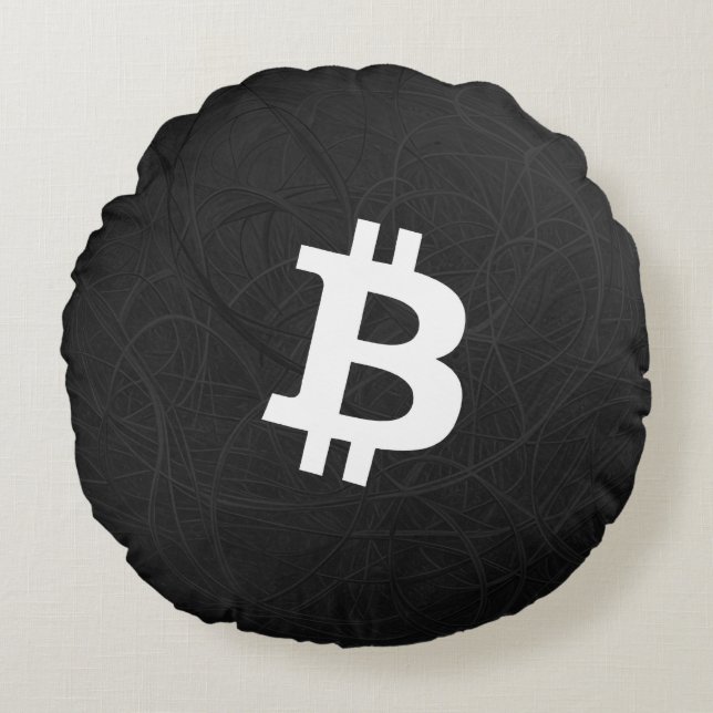 Bitcoin Neuron Zwart Rond Kussen (Voorkant)