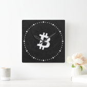 Bitcoin Neuron Zwart Vierkante Klok (Huis)