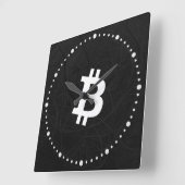 Bitcoin Neuron Zwart Vierkante Klok (Hoek)