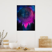 Bitcoin Paarse Crypto Galaxy Space Poster (Keuken)