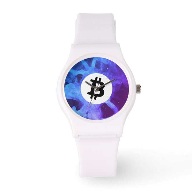 Bitcoin Paarse Golf Horloge (Voorkant)