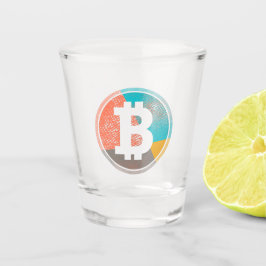 Bitcoin Pastel Pop Art Halftone Logo Shot Glas