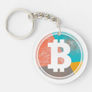 Bitcoin Pastel Pop Art Halftone Logo Sleutelhanger