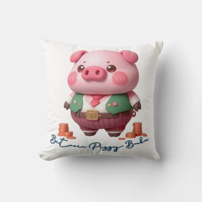 Bitcoin Piggy Banker Kussen (Voorkant)