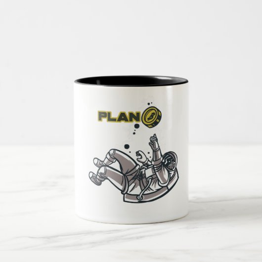Bitcoin Plan B Astronaut Ontwerp Tweekleurige Koffiemok (Center)