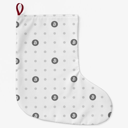 Bitcoin Polka Dots Christmas Stocking (Large) Grote Kerstsok (Voorkant)