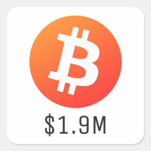 Bitcoin prijs $ 1.900.000 ($ 1,9 miljoen) Een milj Vierkante Sticker
