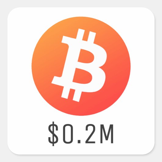 Bitcoin prijs $200K ($0.2M) Een miljoen Vierkante Sticker (Voorkant)