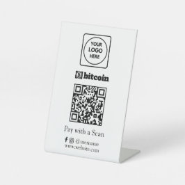 Bitcoin QR Code | Custom Scan-to-Pay Business Logo Reclamebord Met Voetstuk