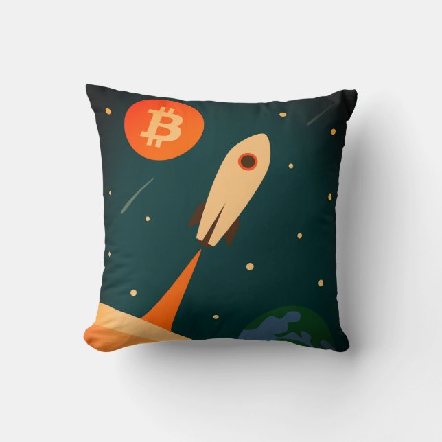 Bitcoin Raket Kussen (Voorkant)