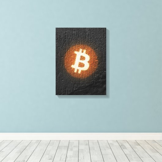 Bitcoin Resilient Art (op Black Wall HD) Canvas Afdruk (Insitu (Houten vloer))