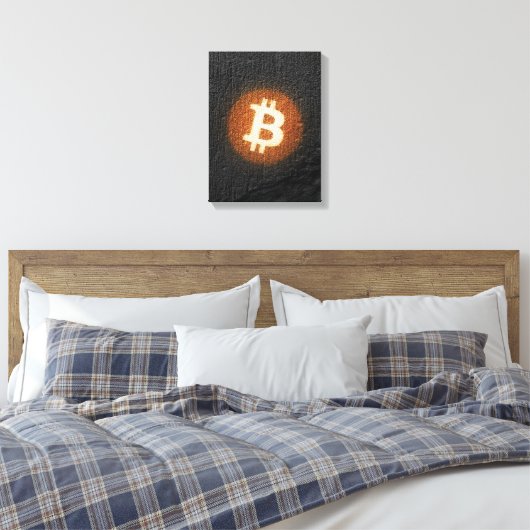 Bitcoin Resilient Art (op Black Wall HD) Canvas Afdruk (Insitu (Slaapkamer))