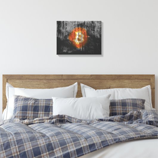 Bitcoin Resilient Art (op Black Wall HD) Canvas Afdruk (Insitu (Slaapkamer))