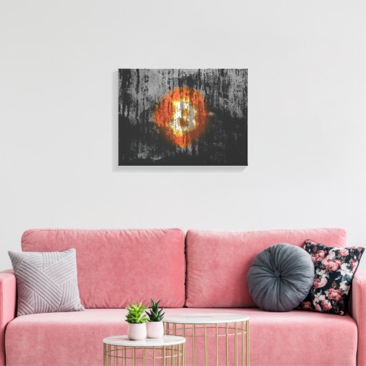 Bitcoin Resilient Art (op Black Wall HD) Canvas Afdruk (Insitu (Woonkamer))