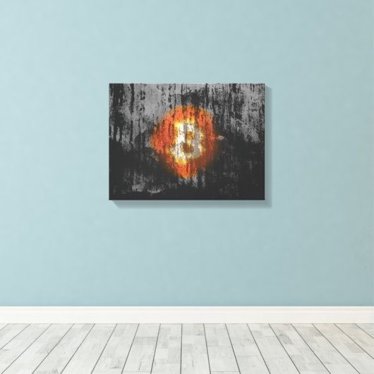 Bitcoin Resilient Art (op Black Wall HD) Canvas Afdruk (Insitu (Houten vloer))