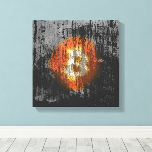 Bitcoin Resilient Art (op Black Wall HD) Canvas Afdruk (Insitu (Houten vloer))