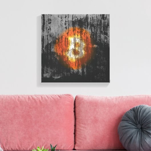 Bitcoin Resilient Art (op Black Wall HD) Canvas Afdruk (Insitu (Woonkamer))