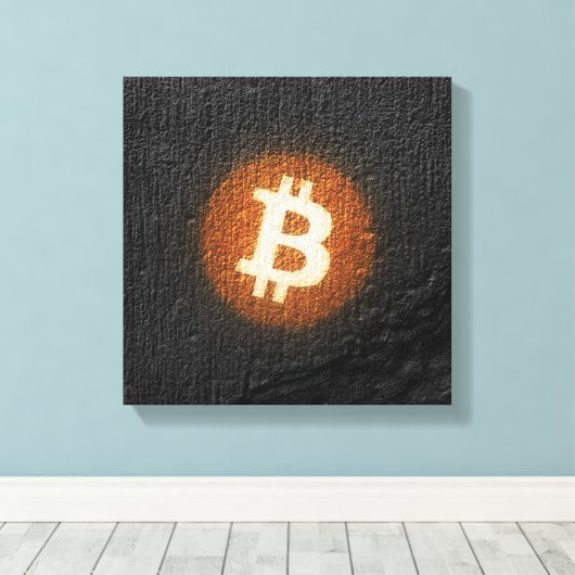 Bitcoin Resilient Art (op Black Wall HD) Canvas Afdruk (Insitu (Houten vloer))